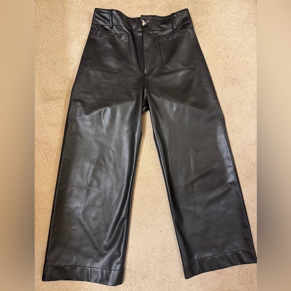 Anthropologie Maeve Colette Faux Leather Cropped pants size 30 - Picture 5 of 9